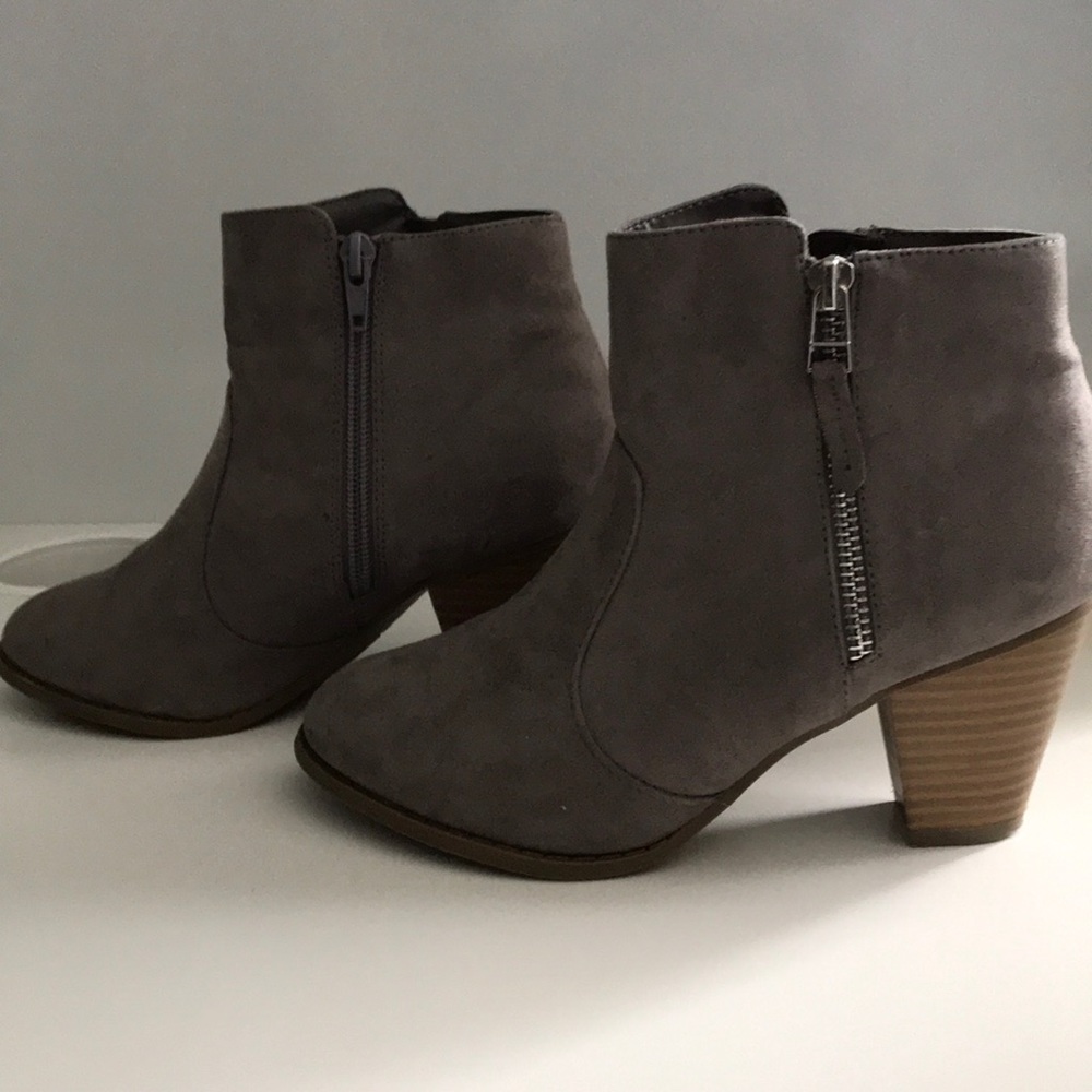 Grey suede booties